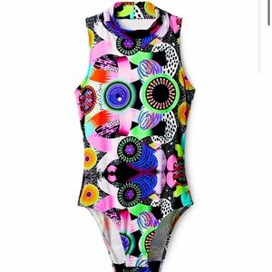 Desigual top with Christian Lacroix design bold, low-cut , bodysuit. Small